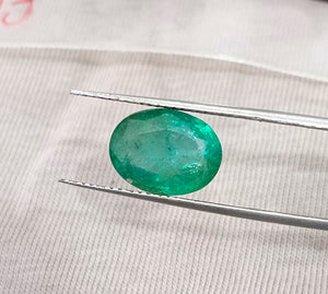 Natural Emerald 3.82ct Certified Zambian Medium Green Oval Cut Loose Stone