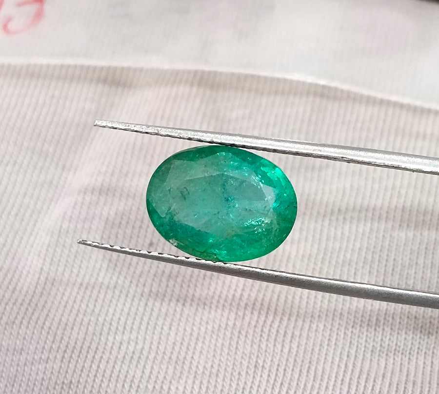 Natural Emerald 3.82ct Certified Zambian Medium Green Oval Cut Loose Stone