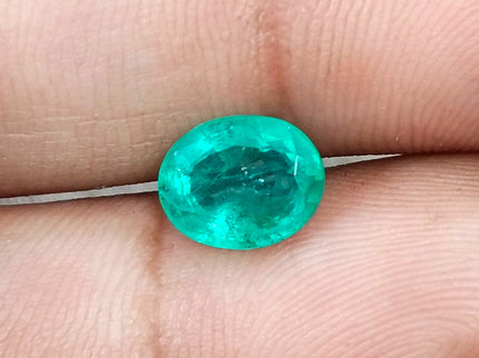 2.09ct Bright Medium Sea Foam Green SGL Certified Oval Cut Gemstone