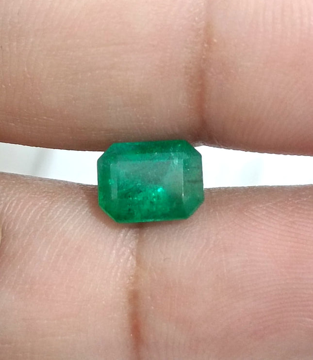 2.37ct Natural Emerald Zambia Deep Pure Green Octagon Vut Gemstone