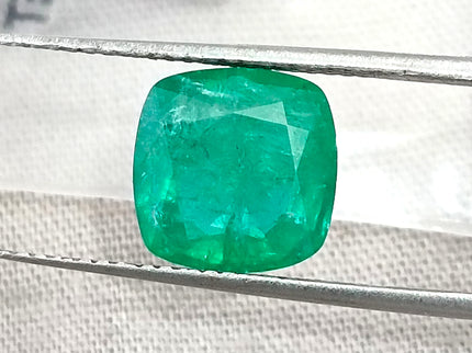 2.79ct Emerald Natural Spring Green GSI Certified Cushion Cut Loose Gemstone
