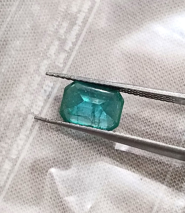 Natural Zambian Emerald 1.40ct SGL Certified Medium Bluish Green Octagon Cut Minor Oil Loose Gemstone