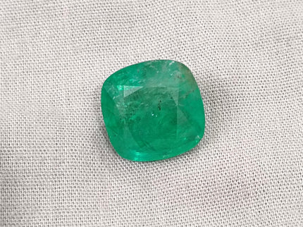 Natural Emerald 14.42ct Certified Medium Deep Bright Green Cushion Cut Gemstone