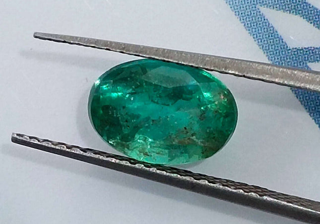 GSI Certified 1.34ct Deep Green Zambian Emerald Minor Oiled Loose Gemstone