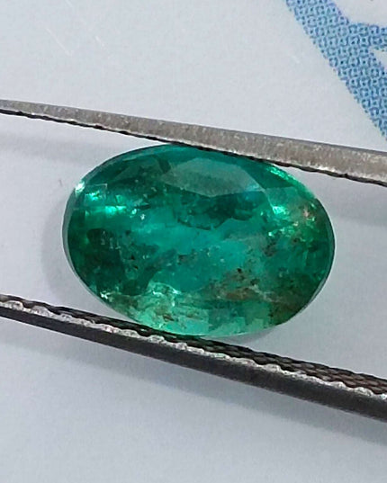 GSI Certified 1.34ct Deep Green Zambian Emerald Minor Oiled Loose Gemstone