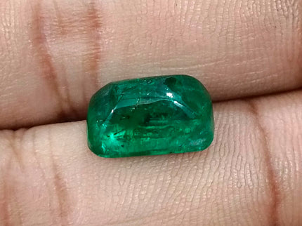 Zambian Emerald 5.88ct Certified Natural Sugarloaf Cut Vivid Green Gemstone