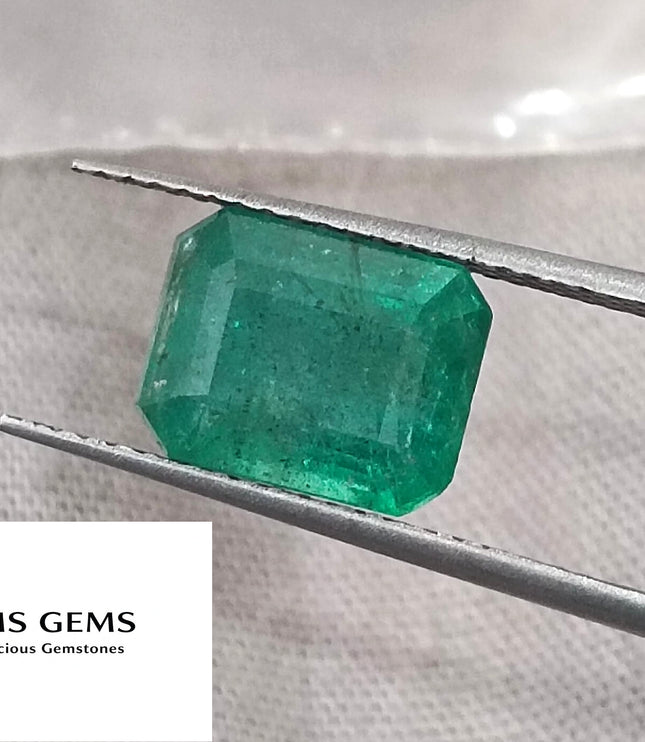 Zambian Emerald 3.05ct Natural Medium Deep Green Certified Octagon Cut Gemstone