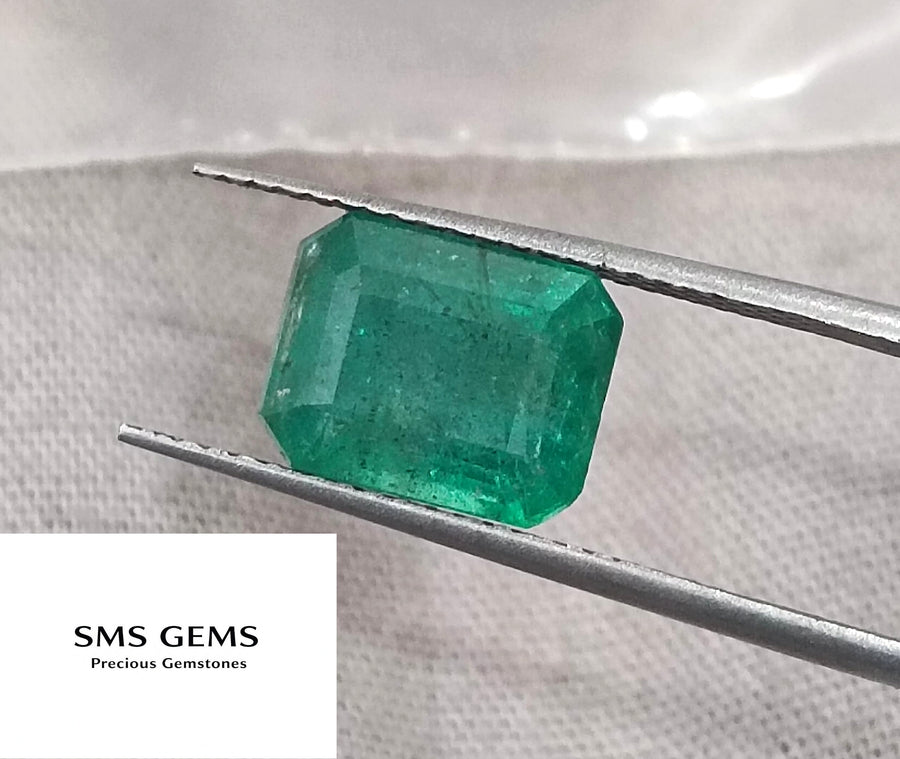 Zambian Emerald 3.05ct Natural Medium Deep Green Certified Octagon Cut Gemstone