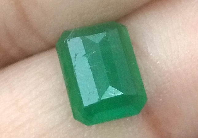 GSI USA Certified 1.68ct Deep Pure Green Natural Zambian Emerald Earth Mined Loose Gemstone