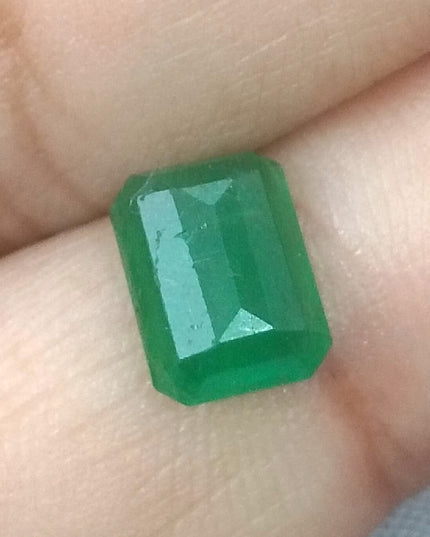 GSI USA Certified 1.68ct Deep Pure Green Natural Zambian Emerald Earth Mined Loose Gemstone