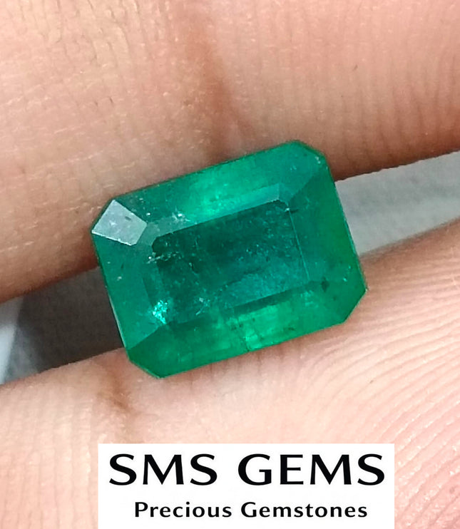 2.20ct Natural Emerald GSI Certified Deep Green Octagon Cut Loose Gemstone