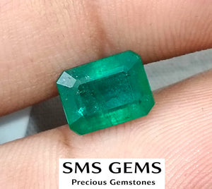 2.20ct Natural Emerald GSI Certified Deep Green Octagon Cut Loose Gemstone