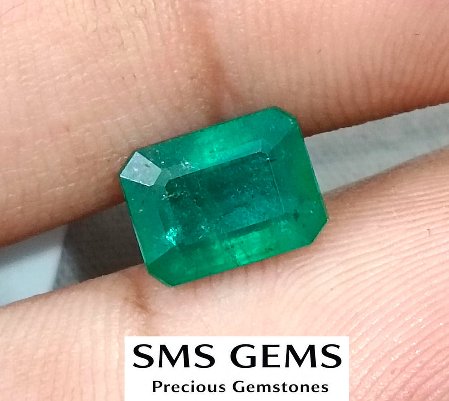 2.20ct Natural Emerald GSI Certified Deep Green Octagon Cut Loose Gemstone