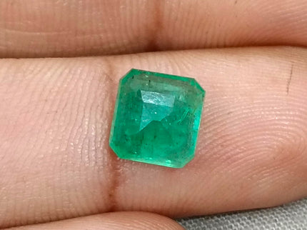 2.97ct Zambian Emerald, Certified Natural Medium Spring Green Octagon Cut Gemstone