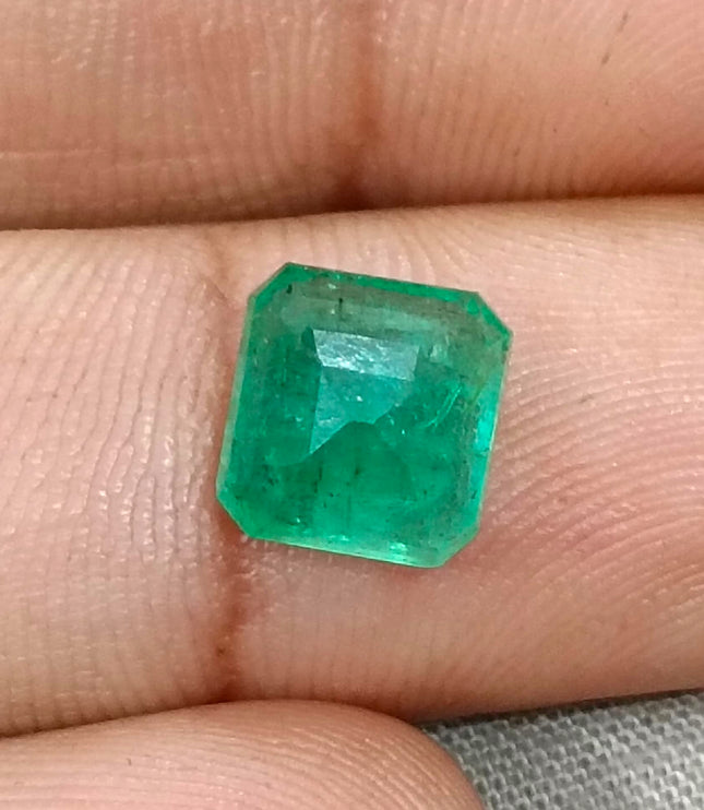 2.97ct Zambian Emerald, Certified Natural Medium Spring Green Octagon Cut Gemstone