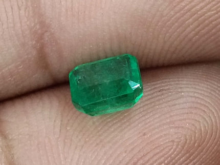 1.35ct Zambian Emerald, Natural Certified Deep Green Emerald cut Loose Stone