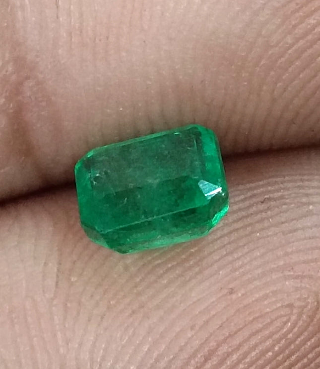 1.35ct Zambian Emerald, Natural Certified Deep Green Emerald cut Loose Stone