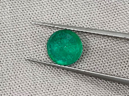 Zambian Emerald 1.00ct Certified Natural Medium Bright Shamrock Green Round Cut Gemstone