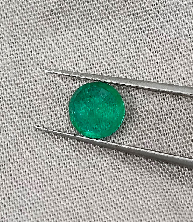 Zambian Emerald 1.00ct Certified Natural Medium Bright Shamrock Green Round Cut Gemstone