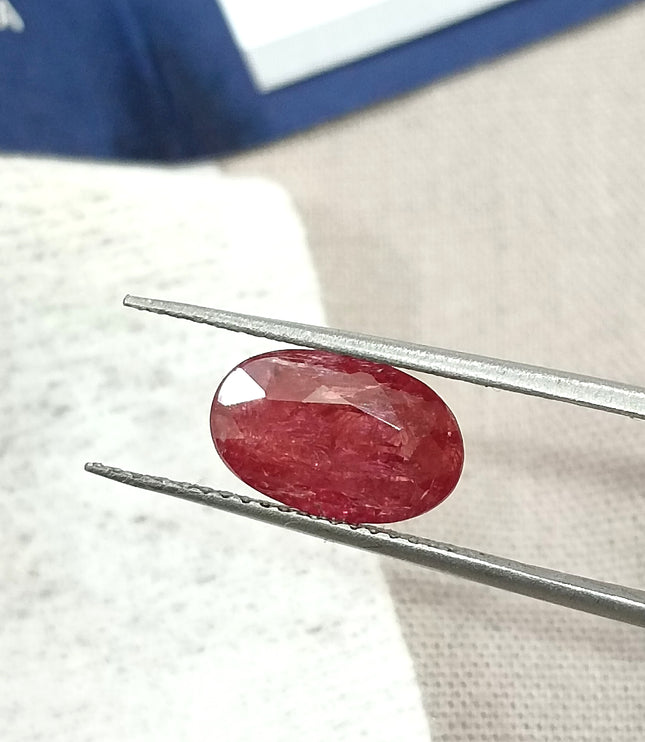 2.60ct Untreated Mozambique Ruby SGL Certified Rasberry Red Oval Cut Gemstone