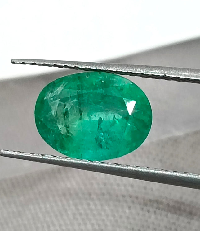 Zambian Emerald 1.82ct Certified Natural Medium Sea Green Oval Cut Loose Gemstone