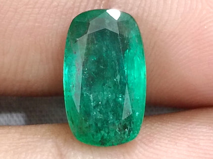Natural Emerald 3.98ct GSI Certified Deep Green Cushion Cut Loose Gemstone