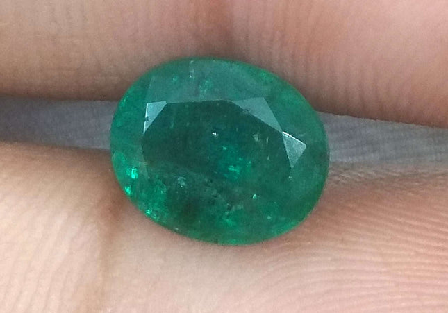 2.32ct GSI USA Certified Deep Green Zambian Emerald Minor Oiled Loose Gemstone