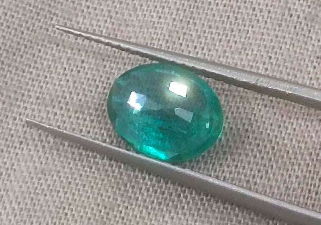 1.70ct GSI Certified Medium Deep Green Zambian Emerald Minor Oiled Loose Gemstone