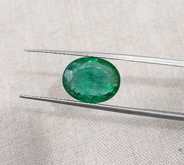 2.81ct Natural Emerald SGL Certified Zambian Deep Pure Green Oval Cut Gemstone