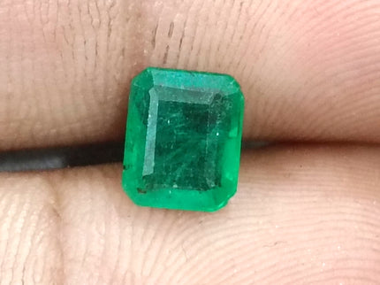 Zambian Emerald 1.60ct Natural Deep Glass Green Octagon Cut Loose Gemstone