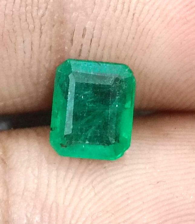 Zambian Emerald 1.60ct Natural Deep Glass Green Octagon Cut Loose Gemstone