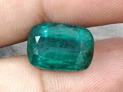Natural Emerald 7.34ct Certified Deep Green Cushion Cut Natural Loose Stone