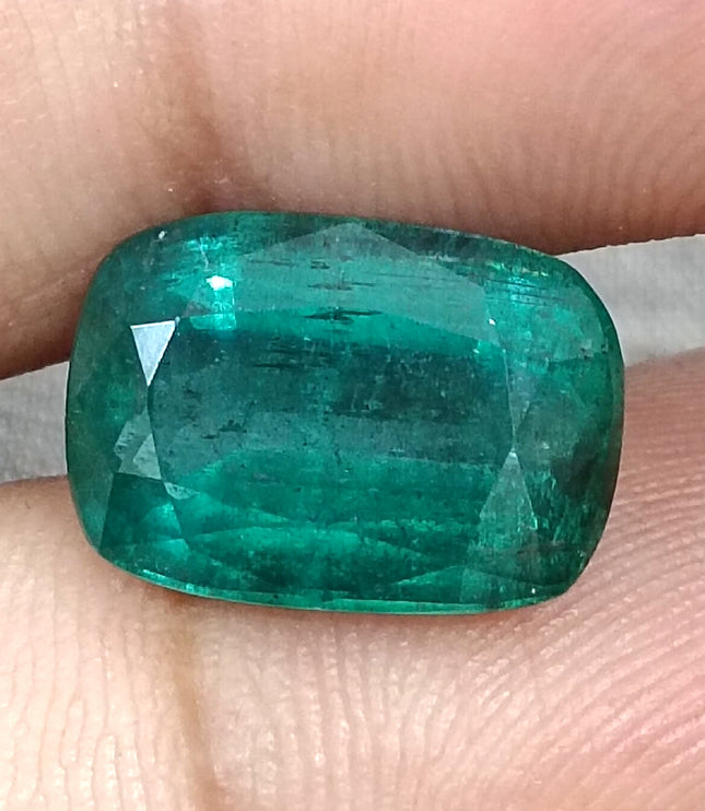 Zambian Emerald 7.34ct Deep Green Cushion Cut Natural Loose Stone