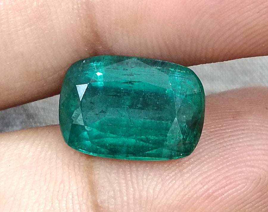 Natural Emerald 7.34ct Certified Deep Green Cushion Cut Natural Loose Stone