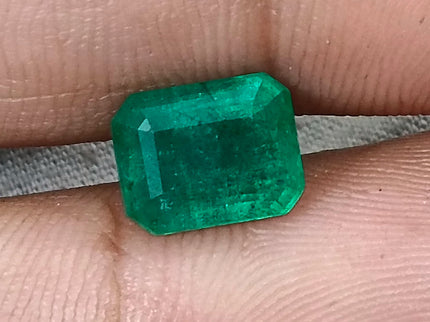 Zambian Emerald 3.05ct Natural Medium Deep Green Certified Octagon Cut Gemstone