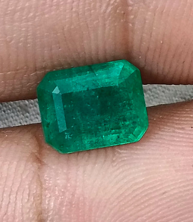 Zambian Emerald 3.05ct Natural Medium Deep Green Certified Octagon Cut Gemstone