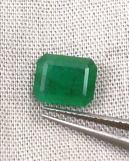 GSI Certified 1.50ct Deep Green Zambian Emerald Minor Oiled Loose Gemstone