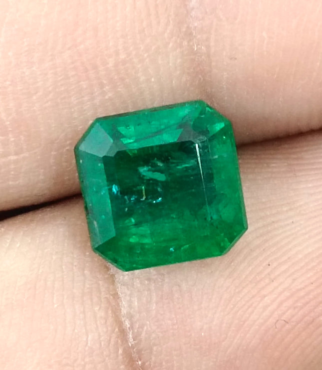 4.78ct Exceptional Top Vivid Green Zambian Emerald, Certified Natural Octagon Cut Loose Gemstone