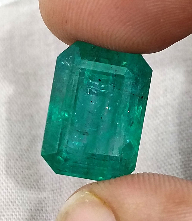 Natural Emerald 13.86ct Zambia Deep Green Octagon Cut Gemstone