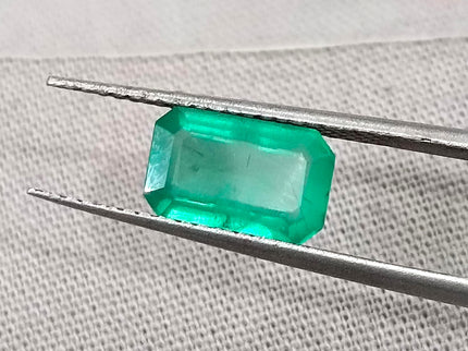 Certified 1.52ct Natural Zambian Emerald Stone Medium Green Octagon Cut Gemstone