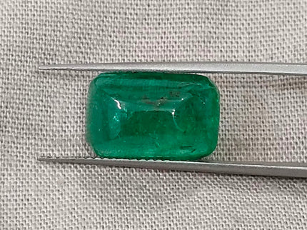 Zambian Emerald 5.88ct Certified Natural Sugarloaf Cut Vivid Green Gemstone