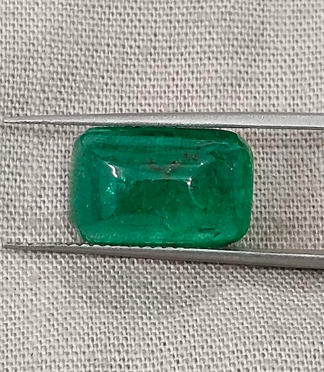 Zambian Emerald 5.88ct Certified Natural Sugarloaf Cut Vivid Green Gemstone