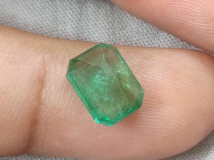 2.35ct Certified Zambian Natural Emerald Medium Bright Pure Green Octagon Cut Stone