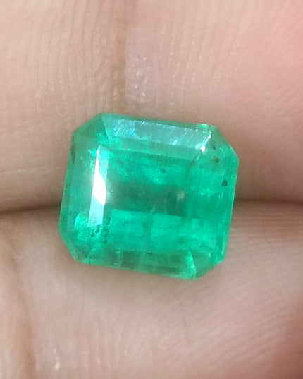 GSI Certified Medium Sea Green Zambian Emerald Minor Oiled Loose Gemstone