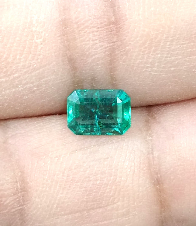0.96ct Emerald Natural Zambia SGL Certified Medium Deep Green Octagon Cut Loose Gemstone