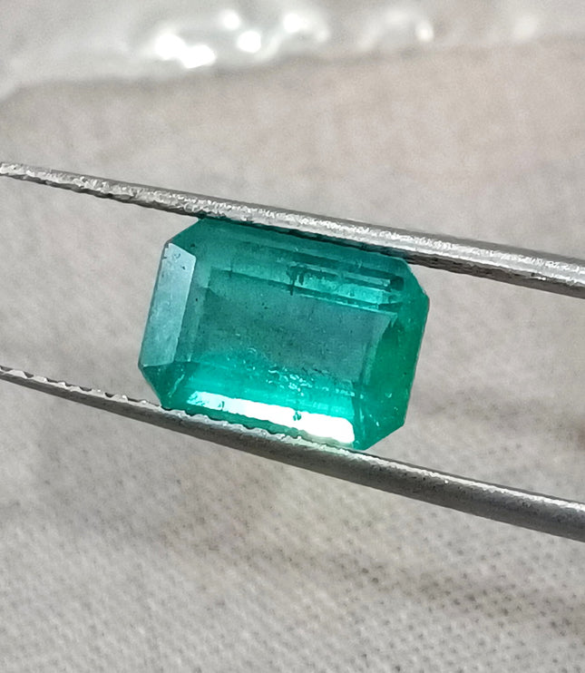 Natural Emerald 1.87ct Zambian SGL Certified Medium Bluish Green Octagon Cut Minor Oiled Loose Gemstone