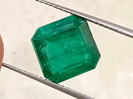 4.78ct Exceptional Top Vivid Green Zambian Emerald, Certified Natural Octagon Cut Loose Gemstone