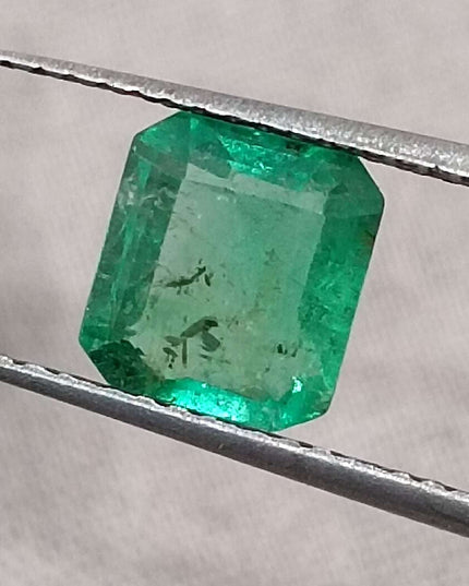 GSI Certified 1.51ct Medium Green Emerald Cut Natural Zambian Emerald Minor Oiled Loose Gemstone