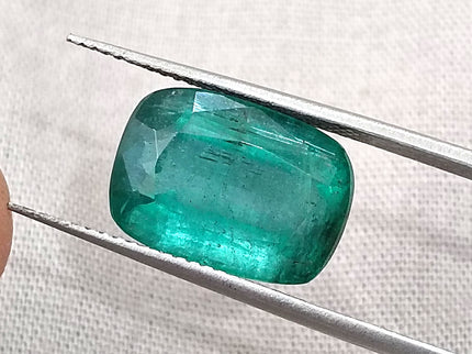 Natural Emerald 7.34ct Certified Deep Green Cushion Cut Natural Loose Stone