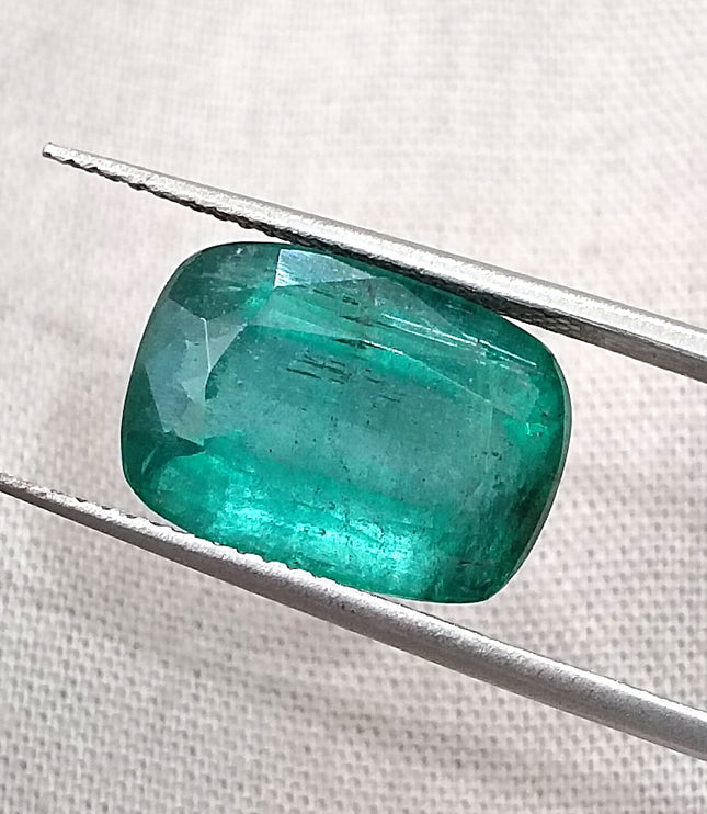 Zambian Emerald 7.34ct Deep Green Cushion Cut Natural Loose Stone